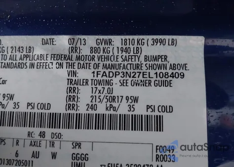 2014 Ford Focus Titanium z USA, uszkodzony, nr VIN 1FADP3N27EL108409